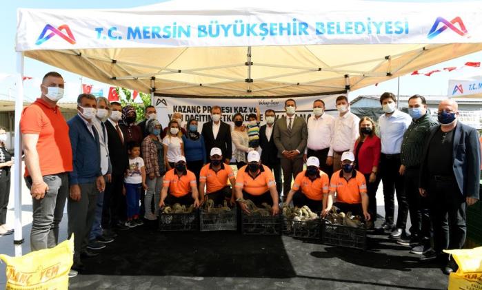 BÜYÜKŞEHİR BELEDİYESİNDEN 100 ÜRETİCİYE 10 BİN KAZ DESTEĞİ