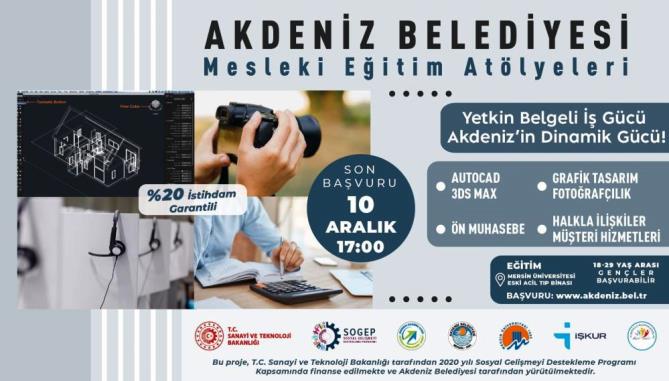 Akdeniz Belediyesi Mesleki Eğitim Atölyelerine başvurular başladı