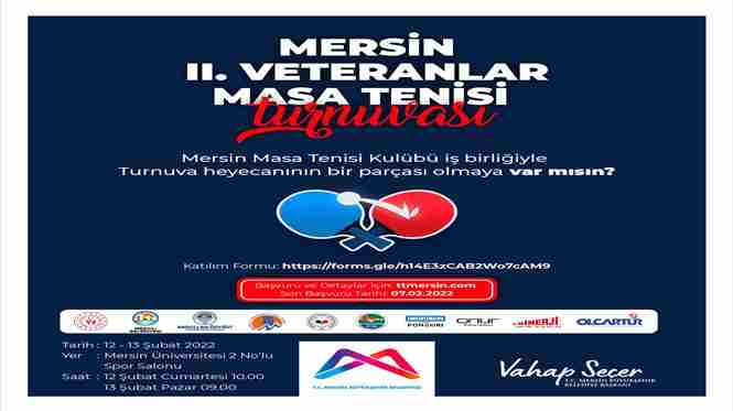 Büyükşehir’in iş birliğiyle Mersin 2. Veteranlar Masa Tenisi Turnuvası yapılacak