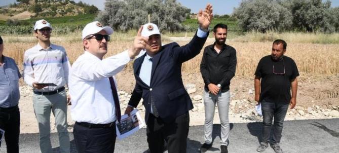 Vali Pehlivan, MTOSB otoban bağlantı yolunda incelemelerde bulundu