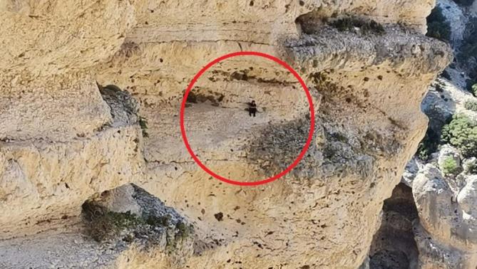 Keçileri kurtarmak isterken kayalıklarda mahsur kaldı, ekipler kurtardı