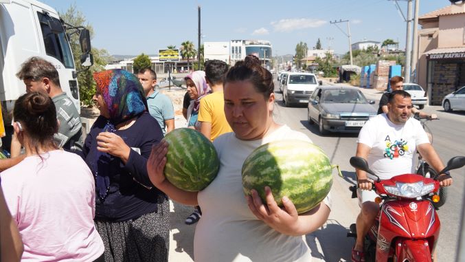 Tarlada çürüyecekti! Mezitli’de 36 ton karpuz ücretsiz dağıtıldı!