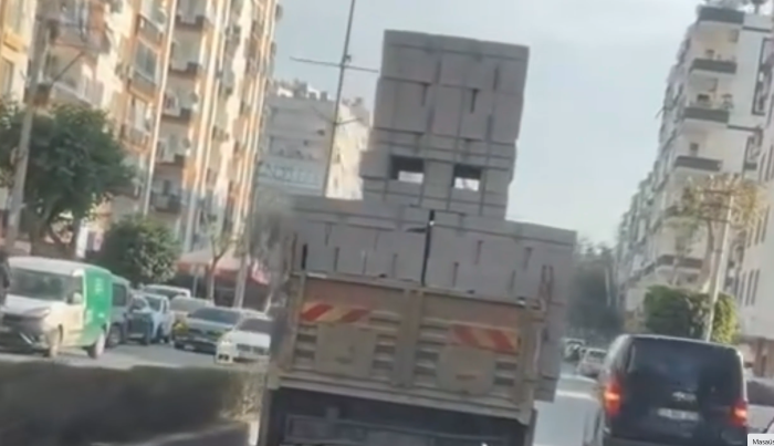 Trafiği tehlikeye atan kamyon sürücüsüne ceza