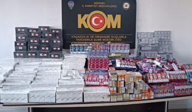 Mersin Polisi binlerce gümrük kaçağı ürün ele geçirdi